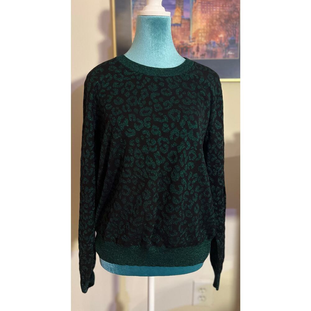 Metallic green animal print sweater from loft
Excellent condition 
Size large￼
